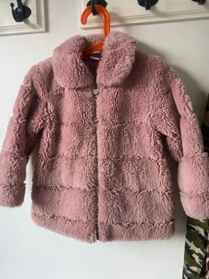 Rosa teddyjacka från Lindex Kids - Supermjuk och fluffig rosa teddyjacka från Lindex Kids med krage och dragkedja framtill. Jackan har långärmade ärmar och är tillverkad i syntetmaterial som ger en mysig känsla. Perfekt för kyliga dagar när man vill vara både varm och snygg.