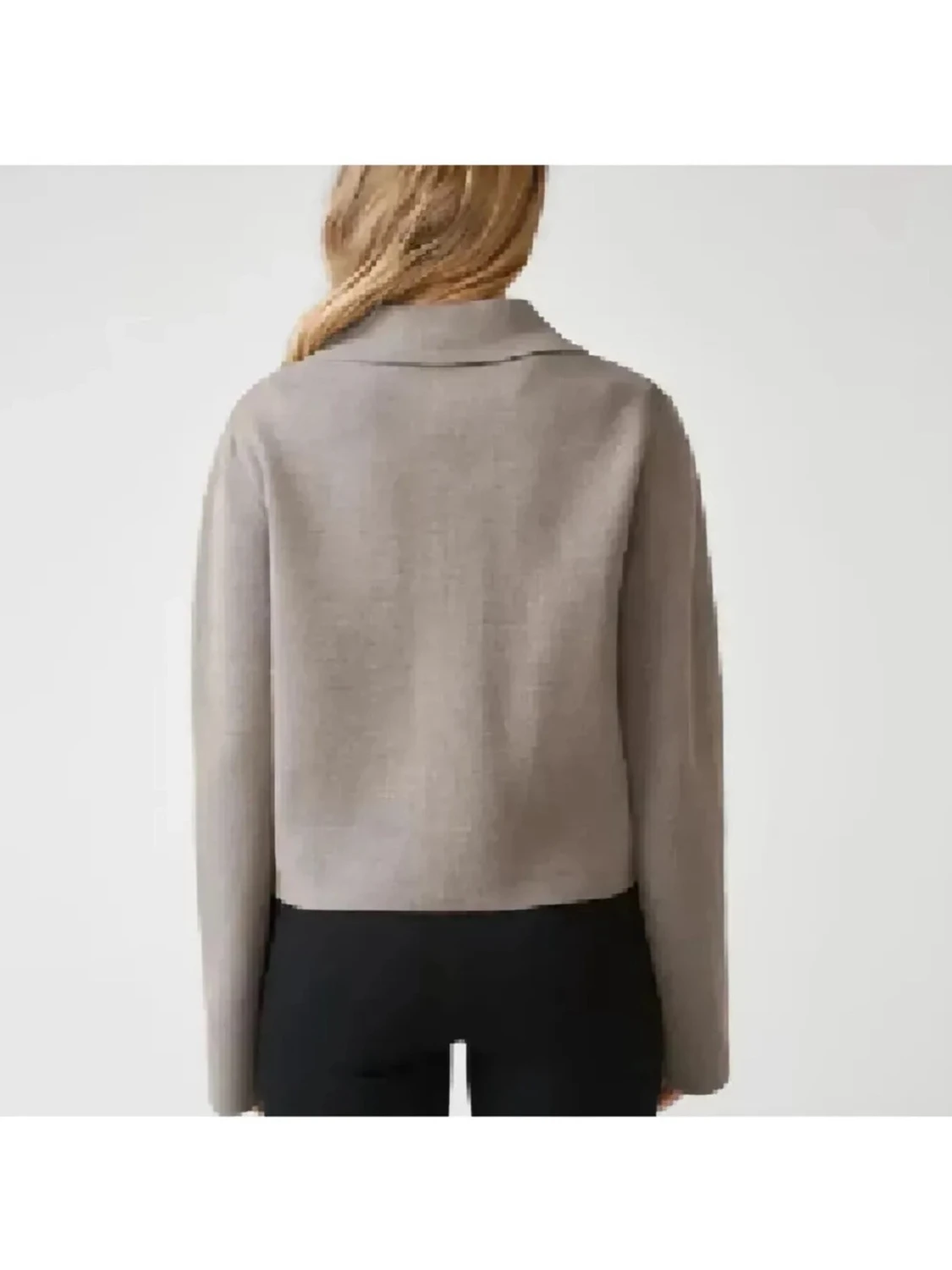 Beige croppad kofta med dragkedja - 3