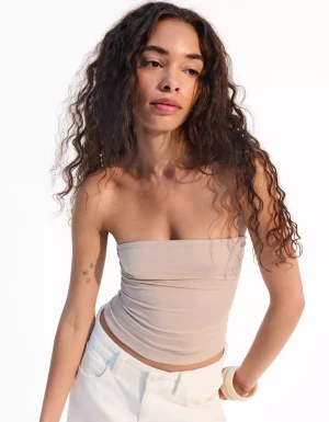 Beige bandeau tubtopp - Beige bandeau tubtopp, stolek xs