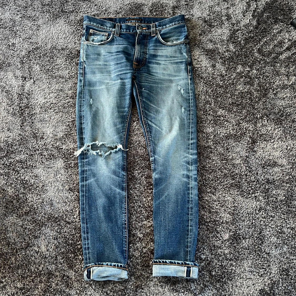 Nudie Jeans blå selvedge jeans