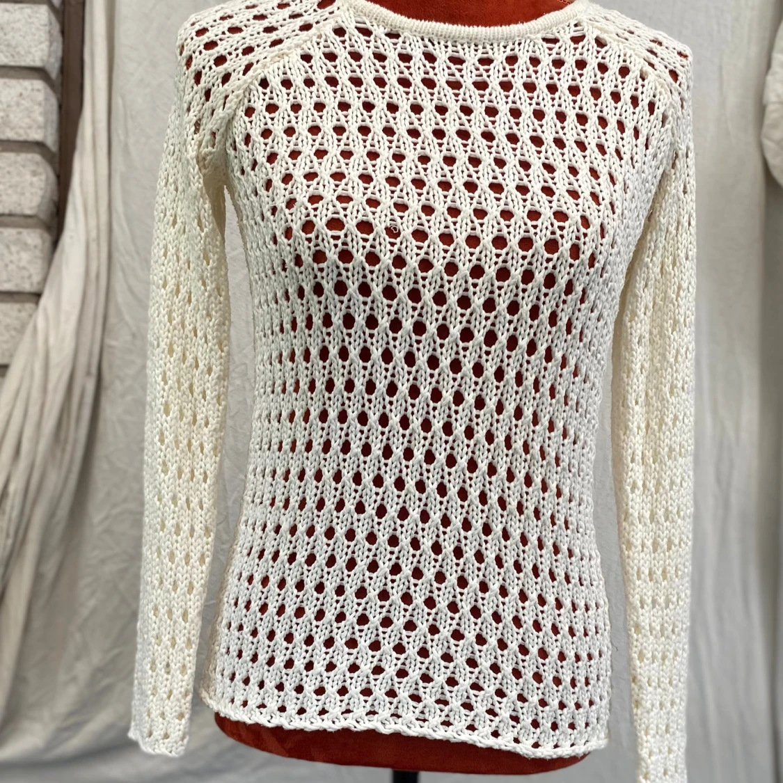 Vit stickad tröja från Lindex XS