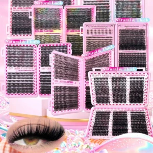 DIY franskluster & verktyg kit - Säljer flera askar med svarta DIY franskluster i olika längder och volymer för att skapa allt från naturliga till riktigt fluffiga fransar. Setet innehåller även en rosa applikatorborste och remover i tub. Perfekt för dig som vill fixa fransarna hemma med salongskänsla. 