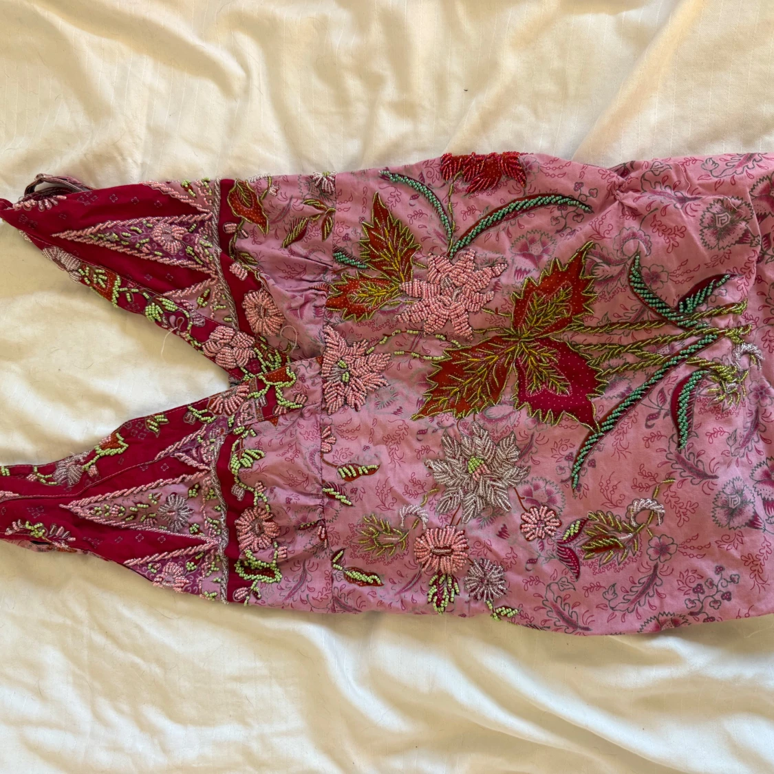 Rosa och vinröd blommig top - 1