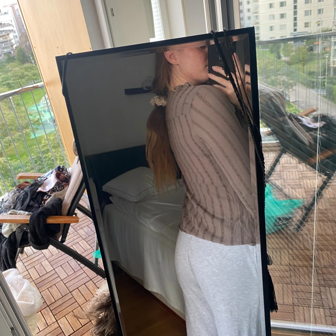 Brun ribbad långärmad topp - 3