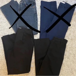 4 par jeans/byxor - 4 par jeans säljes i klädpaket, finns även separat för lite dyrare. Storlek 32-36! Passar xs-s! 1st mid & 1st hög. Olika längder.    OBS DE LÄNGST UPP ÄR SÅLDA!