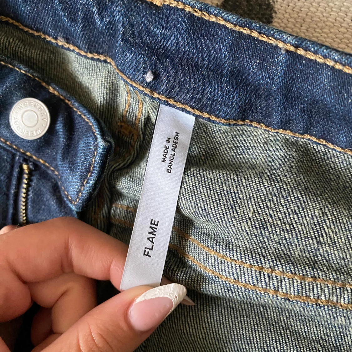 Weekday Flame Low Flared Jeans blå tvättade - 2