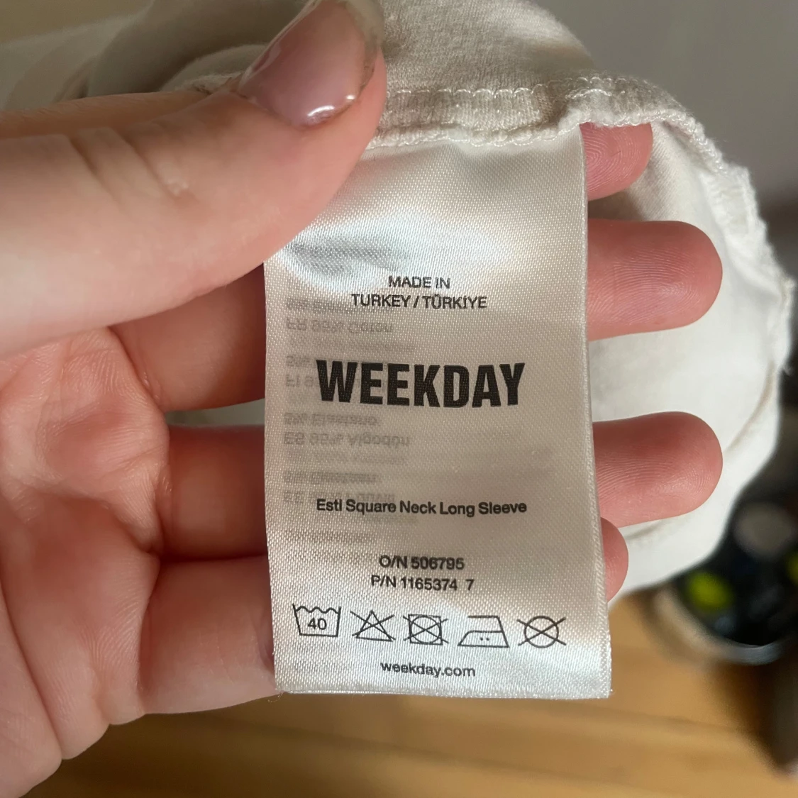 Weekday vit långärmad topp square neck strl M - 3