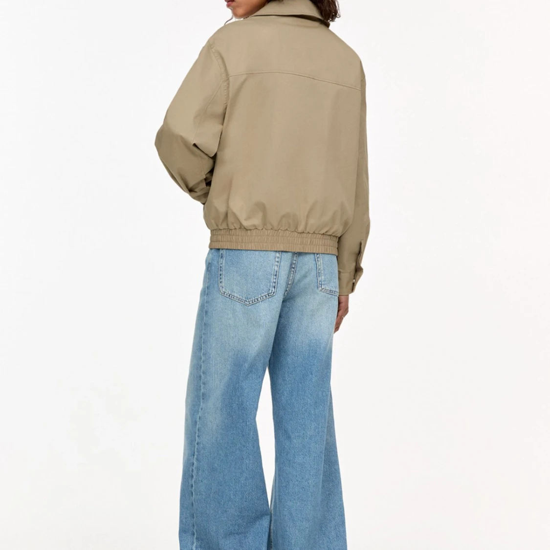 Beige kort jacka med krage - 4