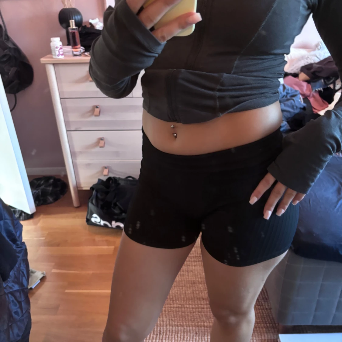 Svarta ribbade träningstights shorts - 2