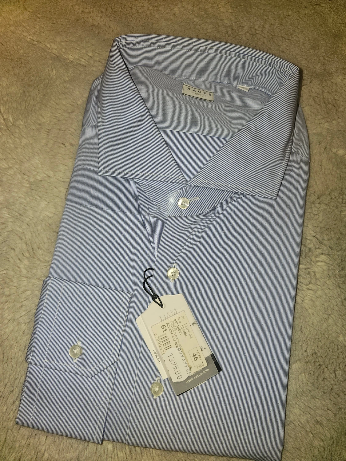 Blårandig skjorta från Xacus, strl 46