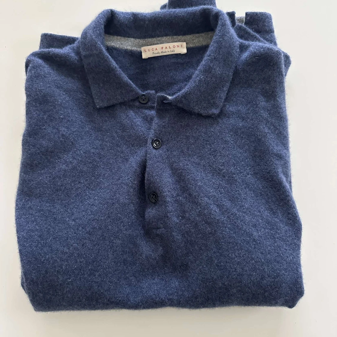 Blå kashmir pikétröja från Luca Faloni - 2