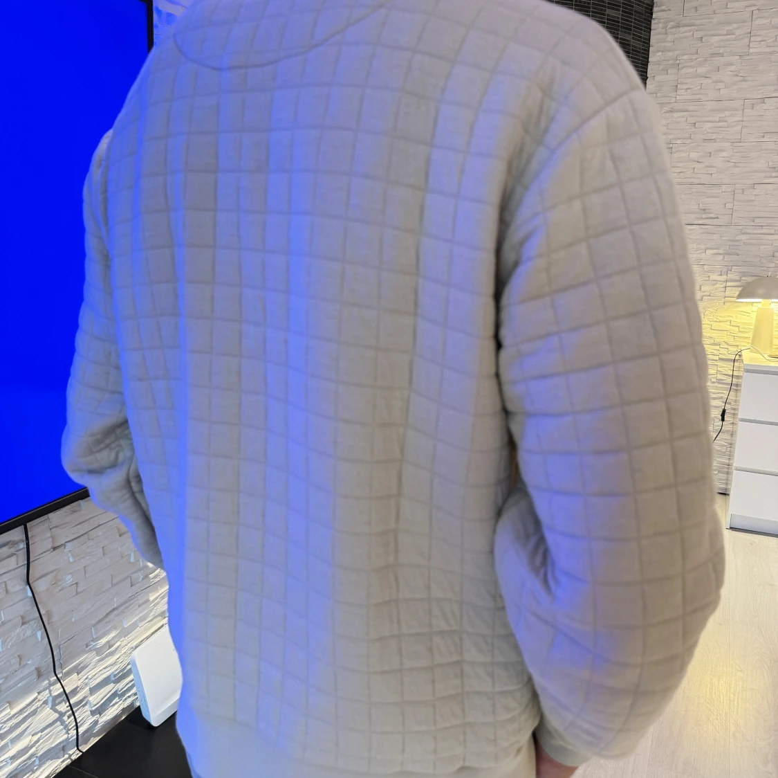 Beige quiltad half zip tröja - 3