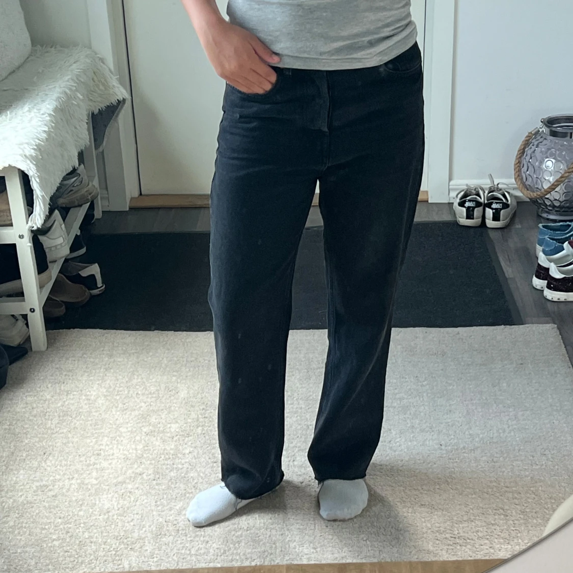 Svarta raka jeans med normal passform