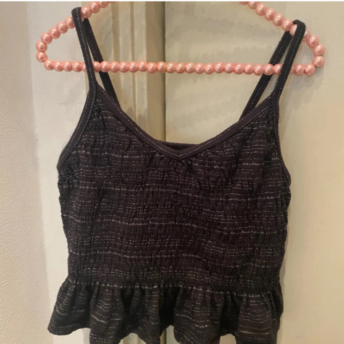 Svart glittrig croppad linnetopp - 1