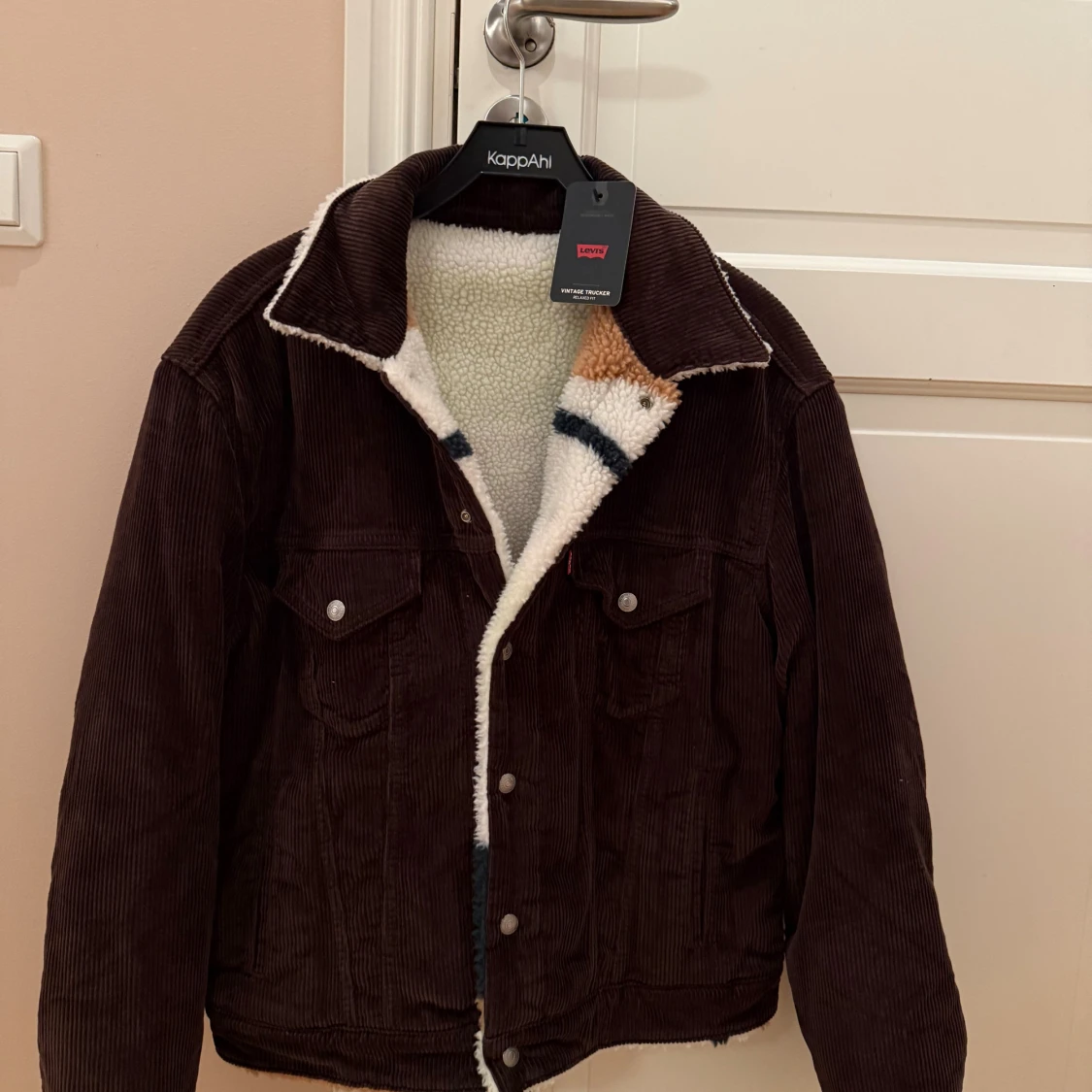 Reversibel vintage Levi's teddyjacka / manchesterjacka brun och vit