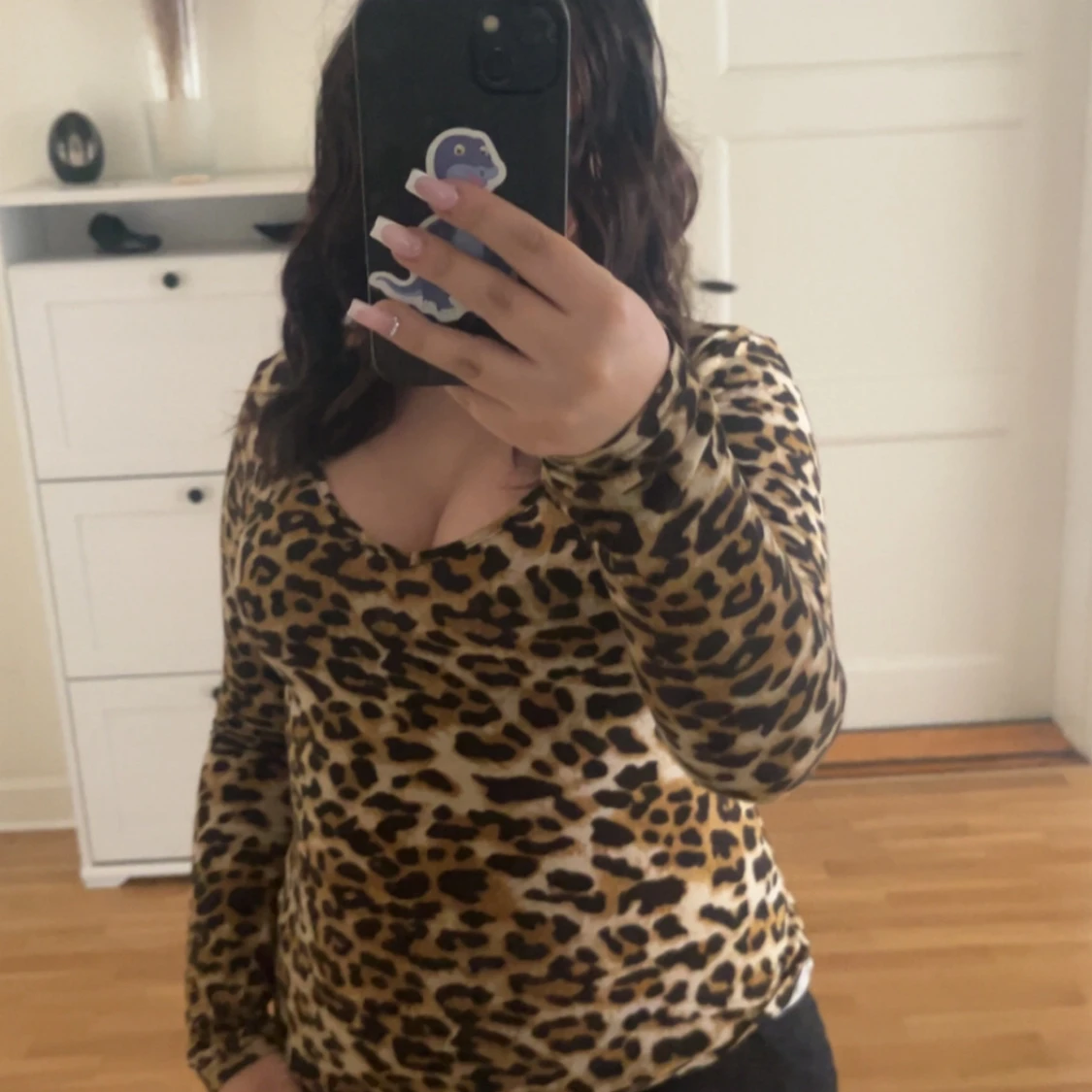 Leopardmönstrad långärmad topp