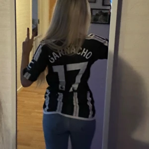 Manchester United Garnacho tröja  - Slim fit bortatröja till United, bra skick, 24/25 set. Grön och vit med Garnacho där bak. Stl S. Nypris ligger på 800kr men säljs för 220