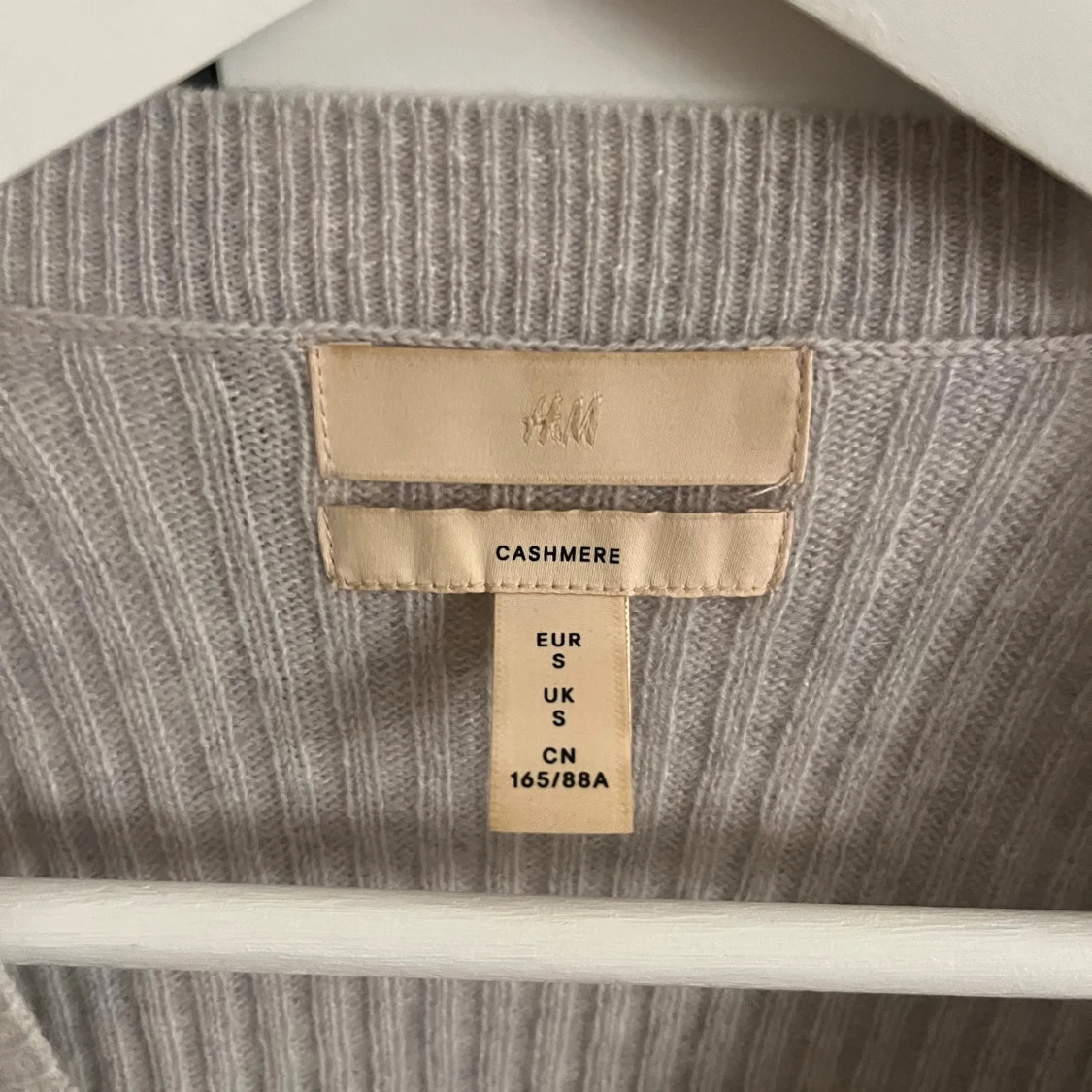 Beige ribbad kashmirtröja H&M S - 2