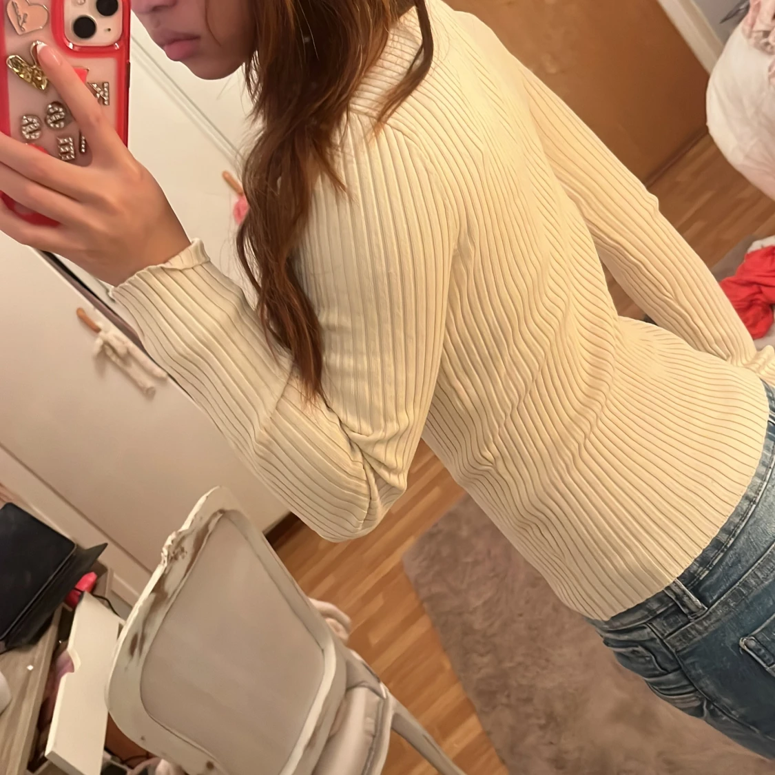 Ribbad polotröja från Zara i beige - 1