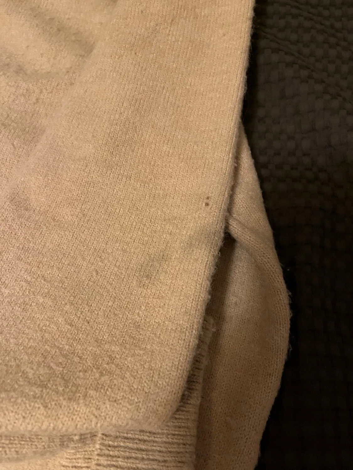 Beige stickad tröja i ullmix - 3