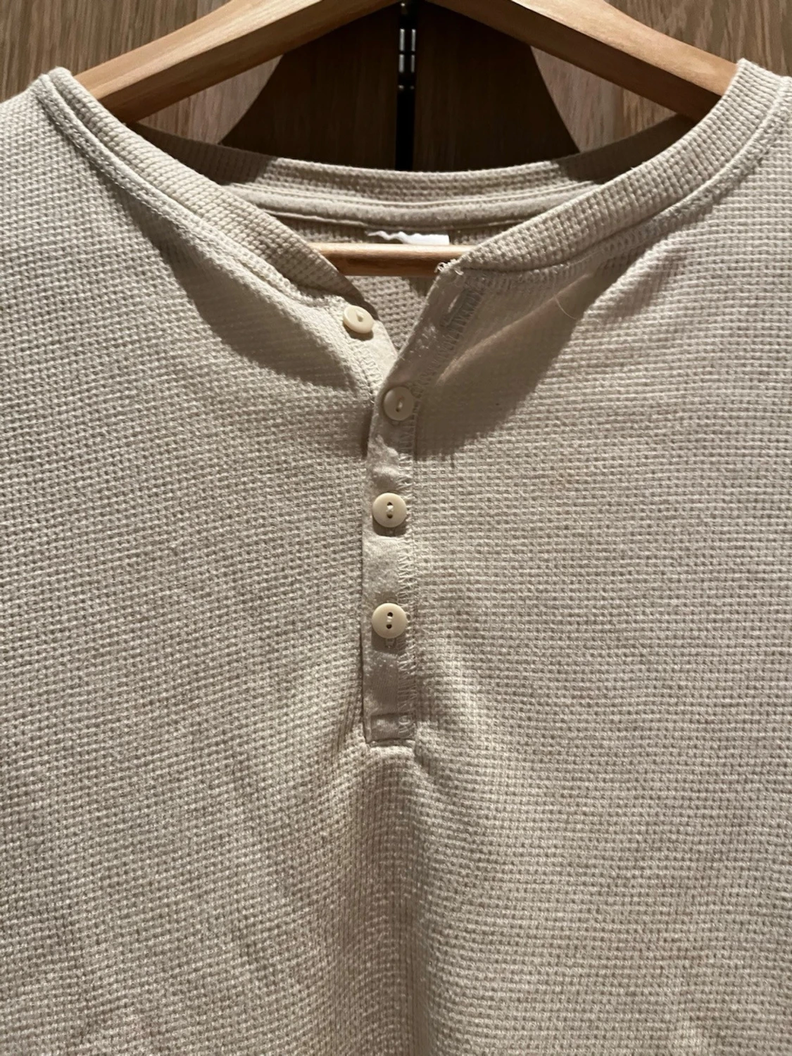 Beige ribbad långärmad topp - 2