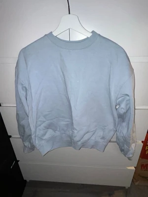 Ljusblå sweatshirt från 157, XS - En basic ljusblå sweatshirt från 157 i storlek XS. Tröjan har rund halsringning, ribbade muddar och är långärmad. Perfekt för en chill och avslappnad stil. Materialet är mjukt och skönt, troligtvis bomull eller en bomullsblandning. Pris kan diskuteras.
