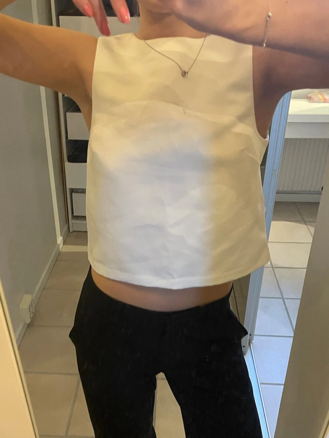 Vit croppad linnetopp från H&M - 1