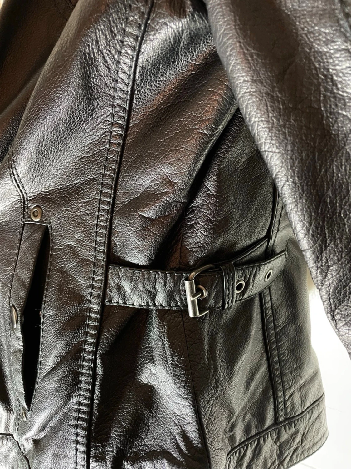 Svart skinnjacka med teddykrage Onstage - 5