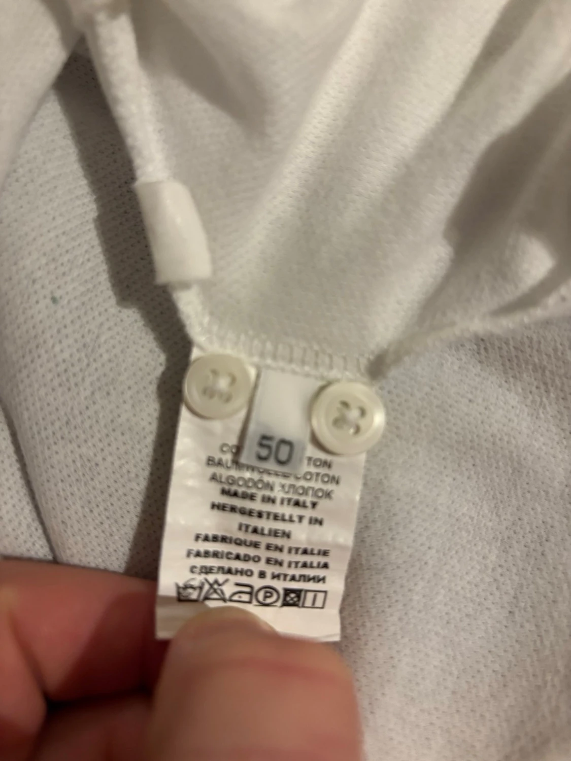 Vit långärmad gran sasso piké/ skjorta, storlek 50 i italiensk storlek - 3