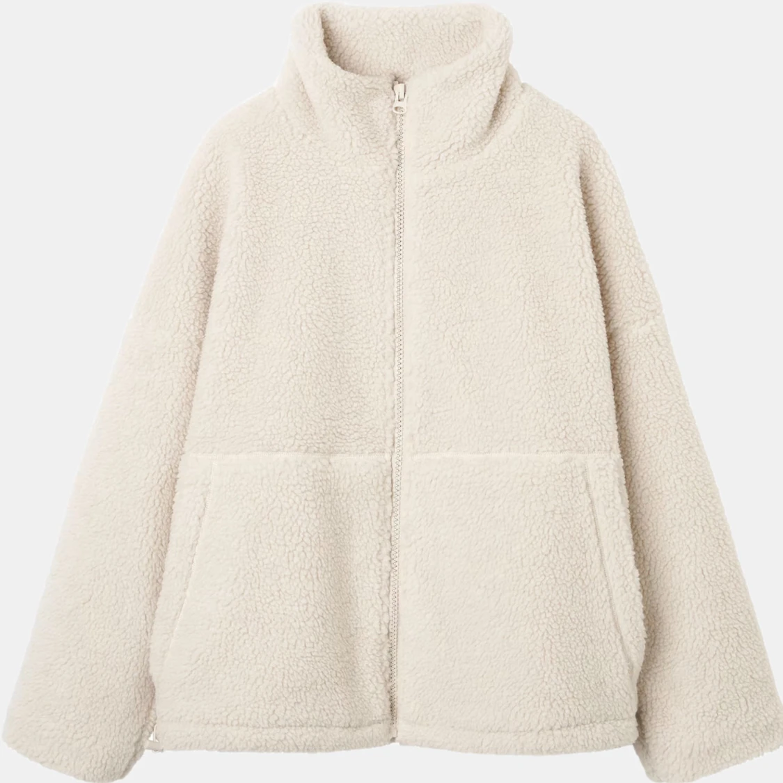 Beige teddyjacka med dragkedja