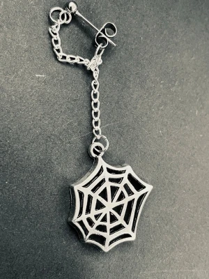 By prisförslag- 1 st Silvrigt örhänge med spindelnätsmotiv - Unikt silvrigt örhänge med hängande spindelnätsberlock och kedjedetalj. Örhänget har en cool och edgy design som sticker ut, perfekt för dig som gillar alternativa accessoarer. Materialet är metall i silverfärg.