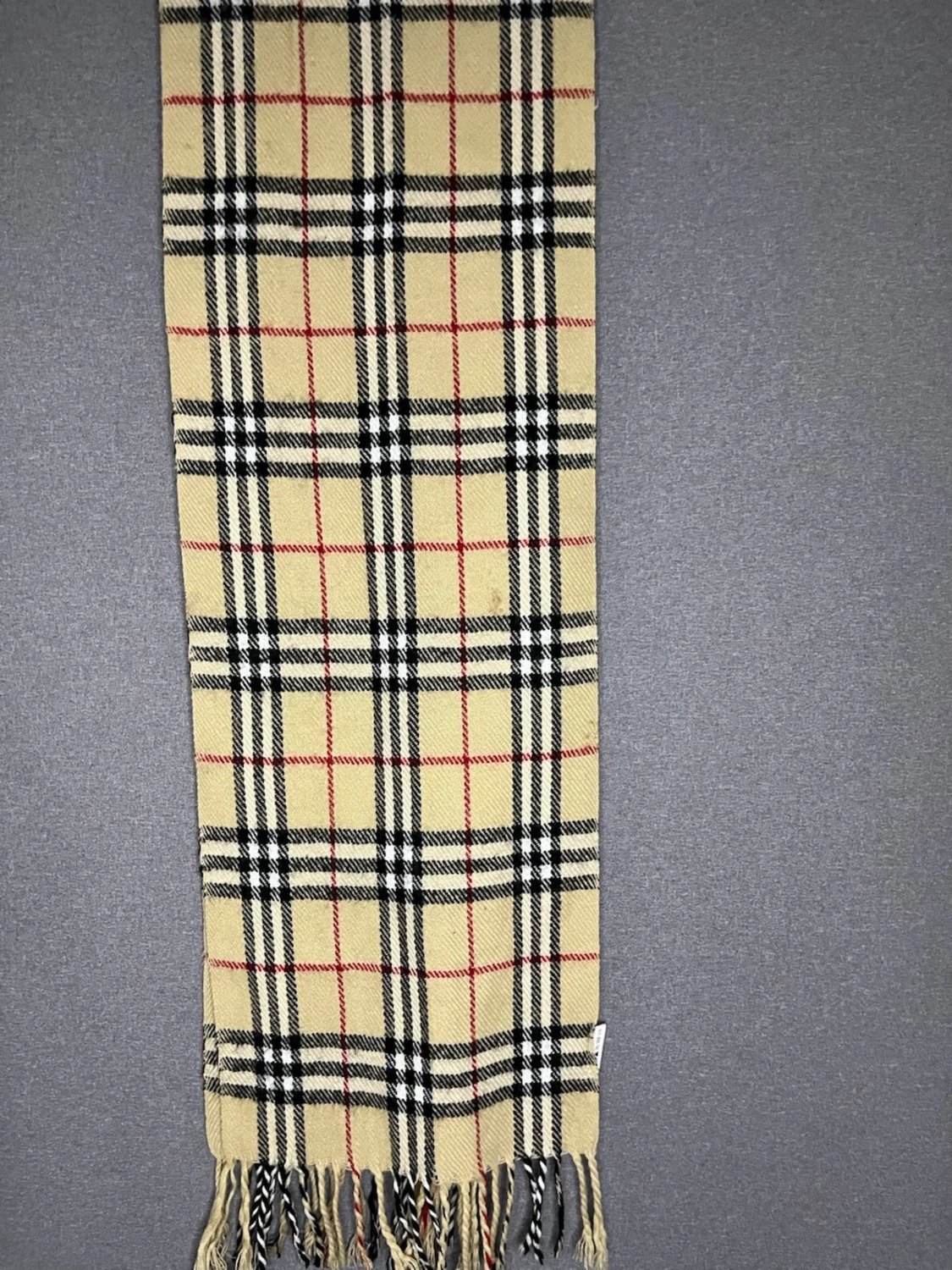 Beige rutig halsduk med fransar burberry - 2