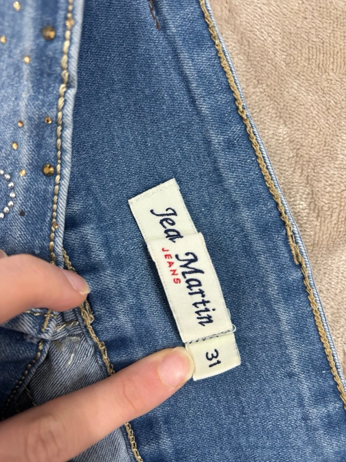 Blå bootcut jeans med nitar - 3