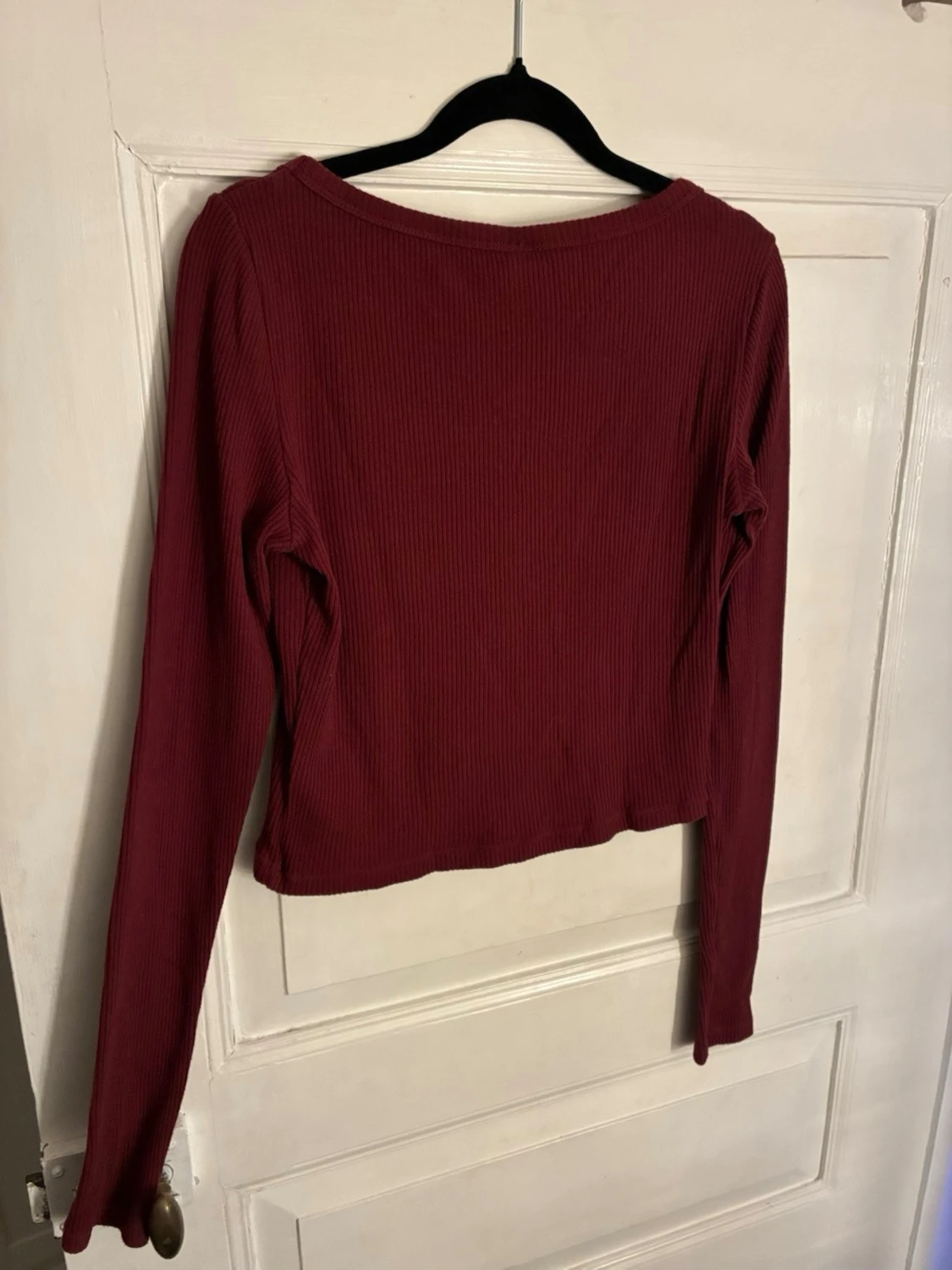 Vinröd ribbad långärmad topp H&M - 2