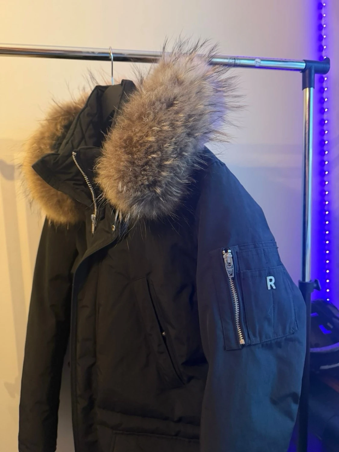 Svart parkajacka Rockandblue med päls - 1