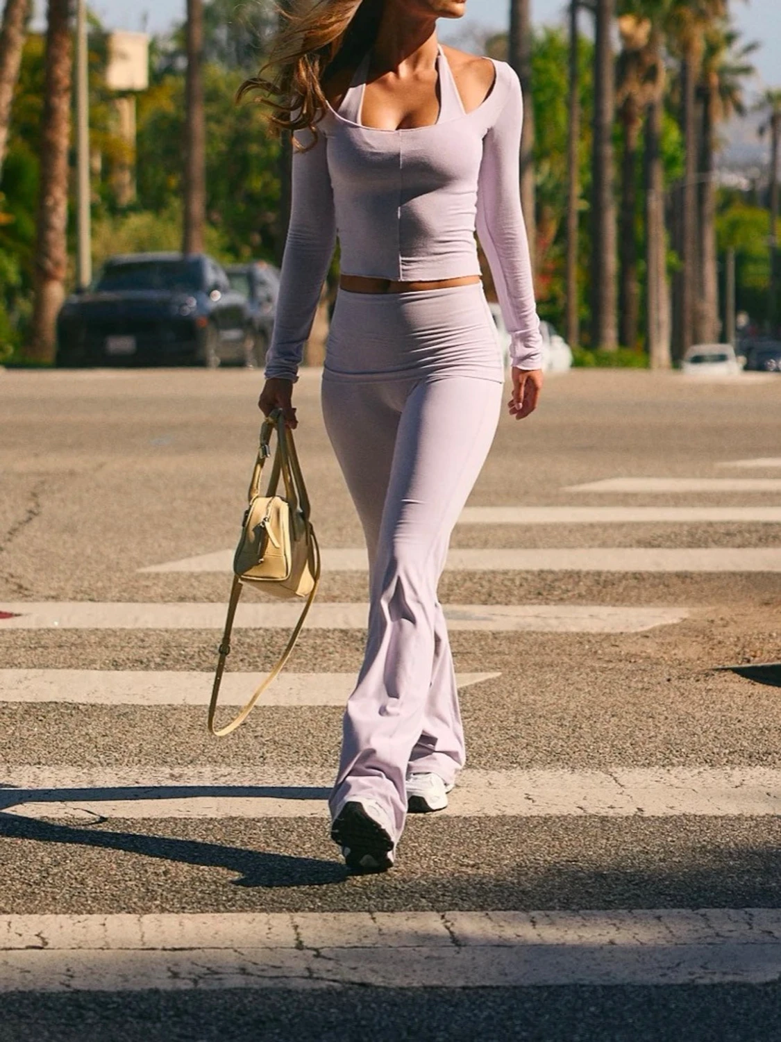 Neaty Fold Over Flare Pants - Lilac Mist - 3