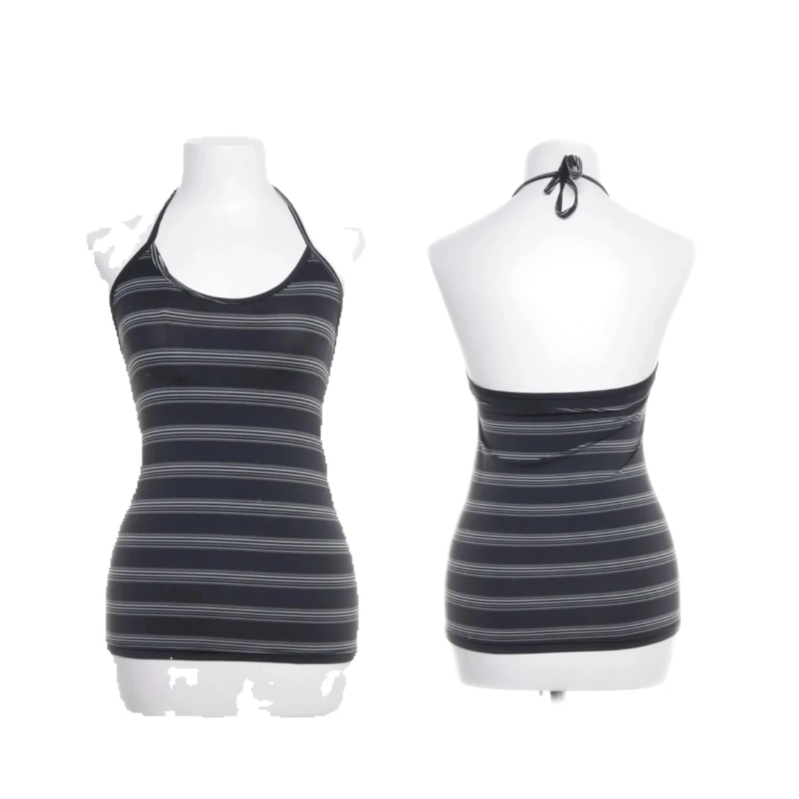 Randig svart halterneck linne