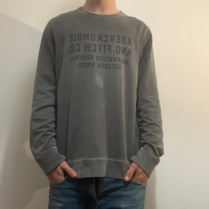 Grå sweatshirt från Abercrombie & Fitch - Säljer en grå sweatshirt från Abercrombie & Fitch med Asskön tvätt.. Tröjan är i bra skick med modellens längd på 180 cm samt en vikt på 70kg, Denna tröja är perfekt för dig som nosar på archive stilen