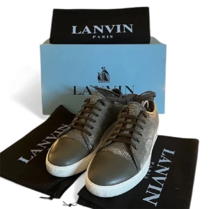 Lanvin sneakers st 42 - Ett par fina grå lanvins i storlek 42, kommer med 3 dustbags, extra snörren och sin låda, skick är 7/10 (använt skick) skriv vid någon fundering