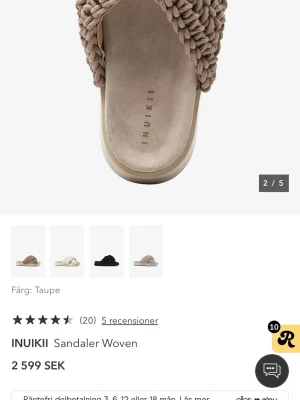 Inuikii tofflor beige - Använda 1 sommar, är i väldigt bra skick! Skriv för bilder och frågor! Kartong medföljer även. I färgen taupe, verkligen så fina men fick ett par nya så säljer dessa🤩i storlek 40!