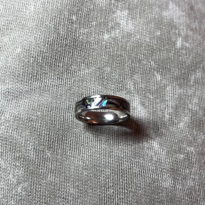 Silver Abalone - Stainless steel abalone shell ring. Size 11