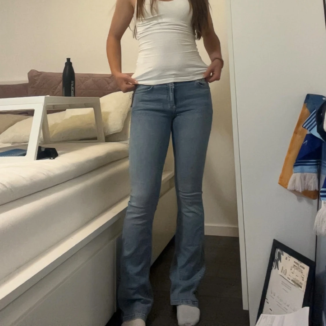 Ljusblå bootcut jeans - 1