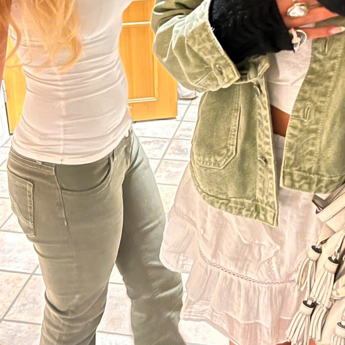 Olivgröna bootcut byxor - 2