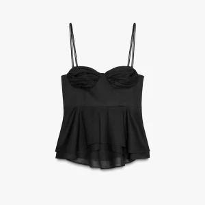 Svart Zara topp - Supersnygg svart korsettopp med peplumvolang från Zara, endast andvönda en gång❤️