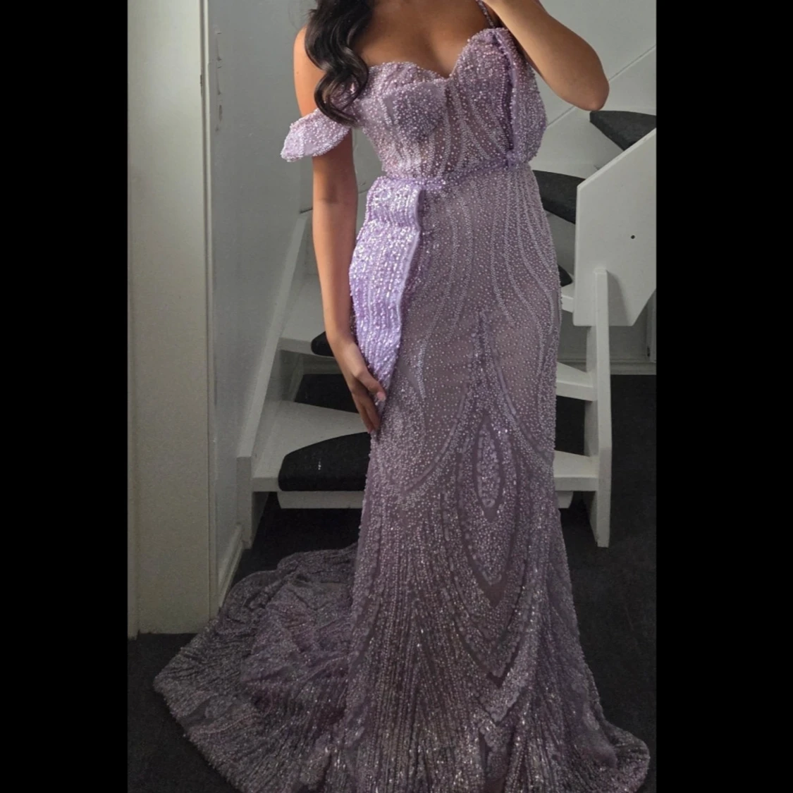Långklänning balklänning festklänning violett lila pärlor - 2