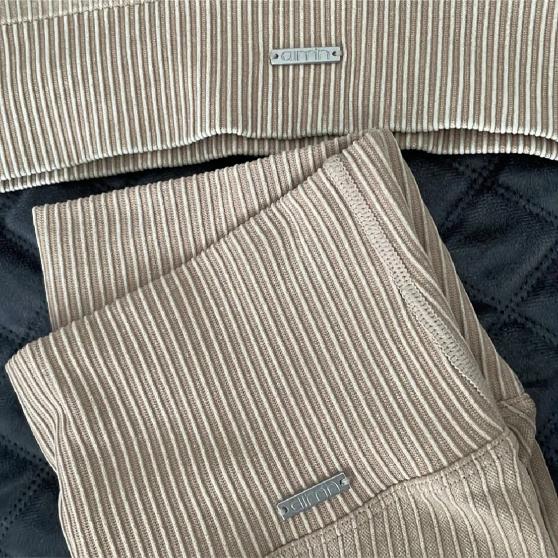 Beige ribbad linnetopp Aim'n - 3