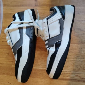 Svarta och vita sneakers från Linear - Snygga sneakers från Linear i svart och vitt med grå detaljer. Skorna har klassisk snörning, perforerad tå och en chunky sula. Tillverkade i syntetmaterial med cool kontrastdesign som passar till streetwear och vardagsstil.