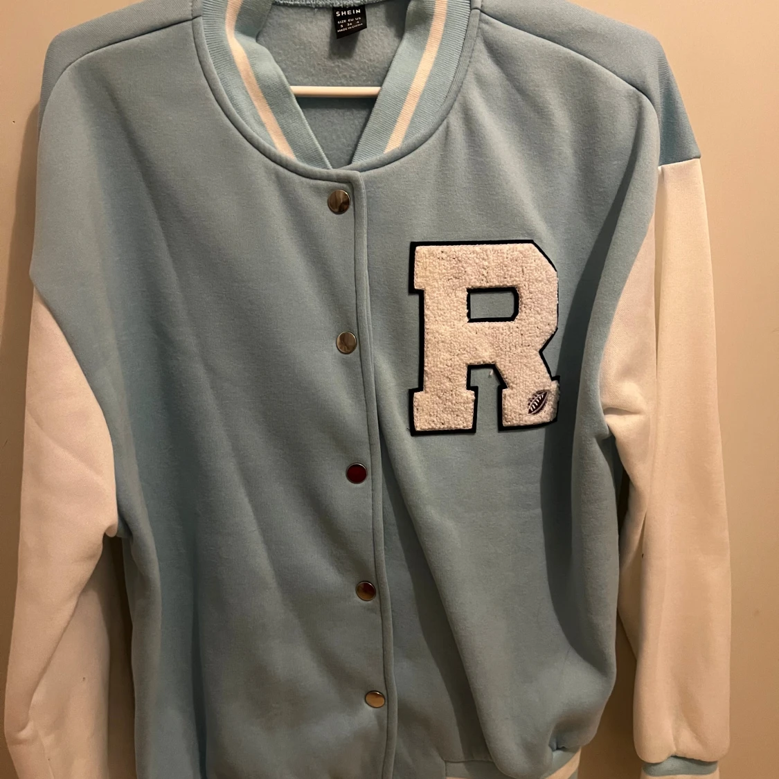 Blå och vit bomberjacka från SHEIN