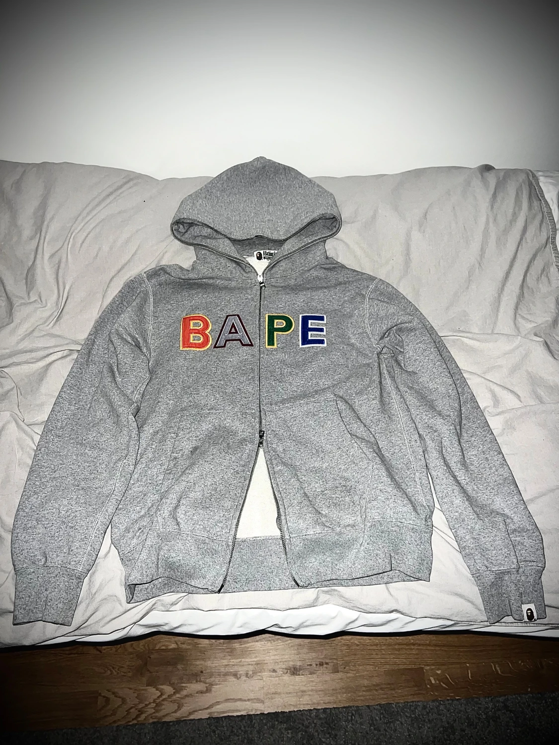 BAPE Appliqué Full Zip Hoodie Grå (RARE)