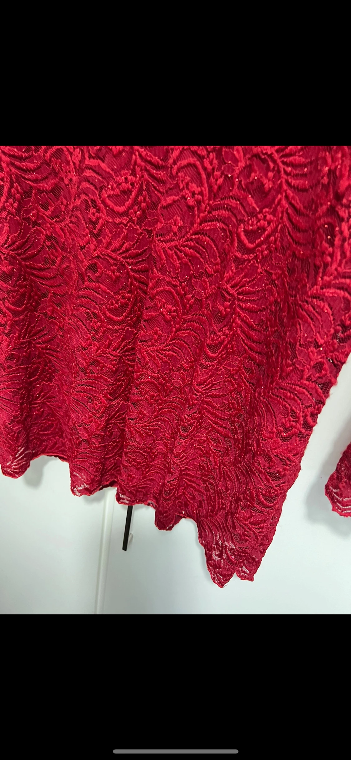 Röd spetsblus med lång ärm - 5